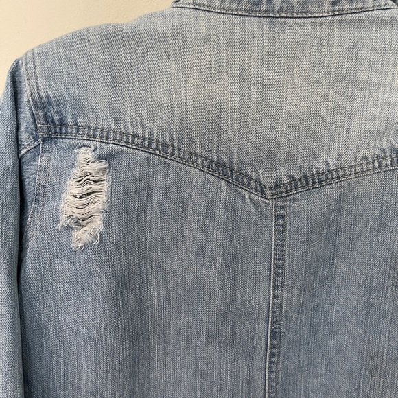 VTG Vanilla Star Distressed Denim Jacket Epaulettes Western - Picture 8 of 10